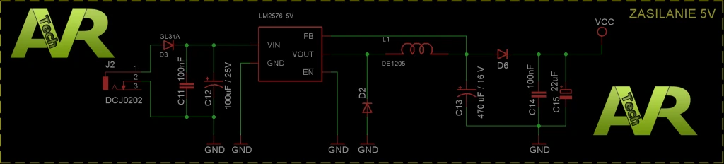 LCD schemat zasilanie - przetwornica LM2576